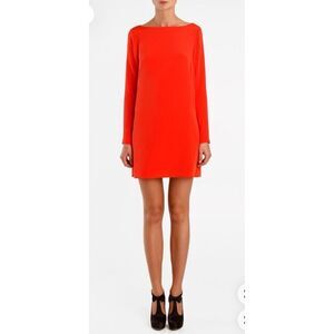 Tibi Long-Sleeve Crepe Mini Cocktail Dress Red Zipper Valentine sz‎ 12 NWT $495